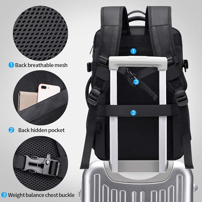 Smart & Safe 37-45L Expandable Backpack - BONSENI LTD